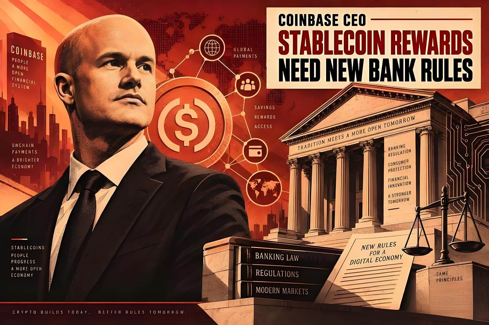 Coinbase CEO: stablecoin rewards require new banking rules
