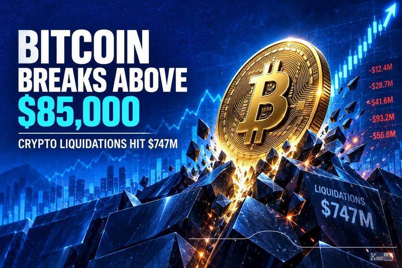 比特币突破85,000美元，加密货币清算金额达7.47亿美元
