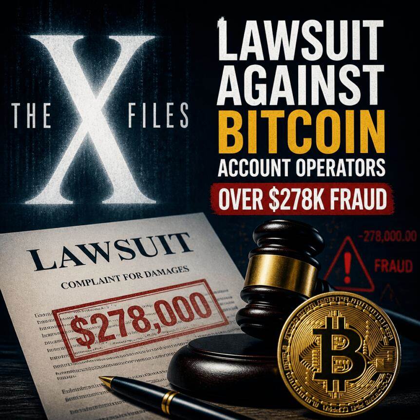 X Files 起诉比特币账户运营商，指控其涉及27.8万美元欺诈行为