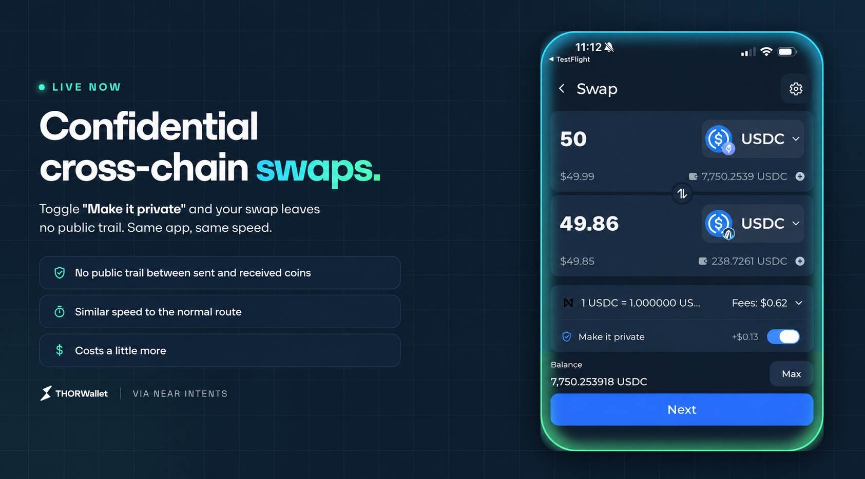THORWallet launches privacy swaps for BTC, ETH and other assets
