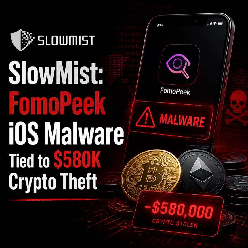 SlowMist: FomoPeek iOS malware linked to $580,000 cryptocurrency theft