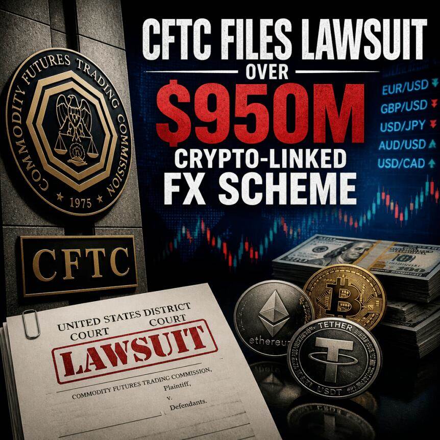 美国商品期货交易委员会（CFTC）就9.5亿美元加密货币关联外汇计划提起诉讼