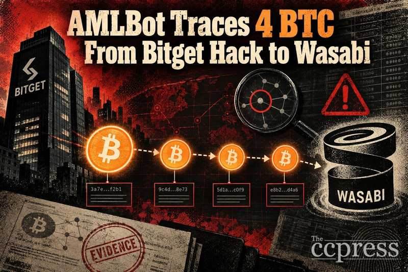 AMLBot追踪从Bitget黑客攻击中转移的4枚比特币至Wasabi