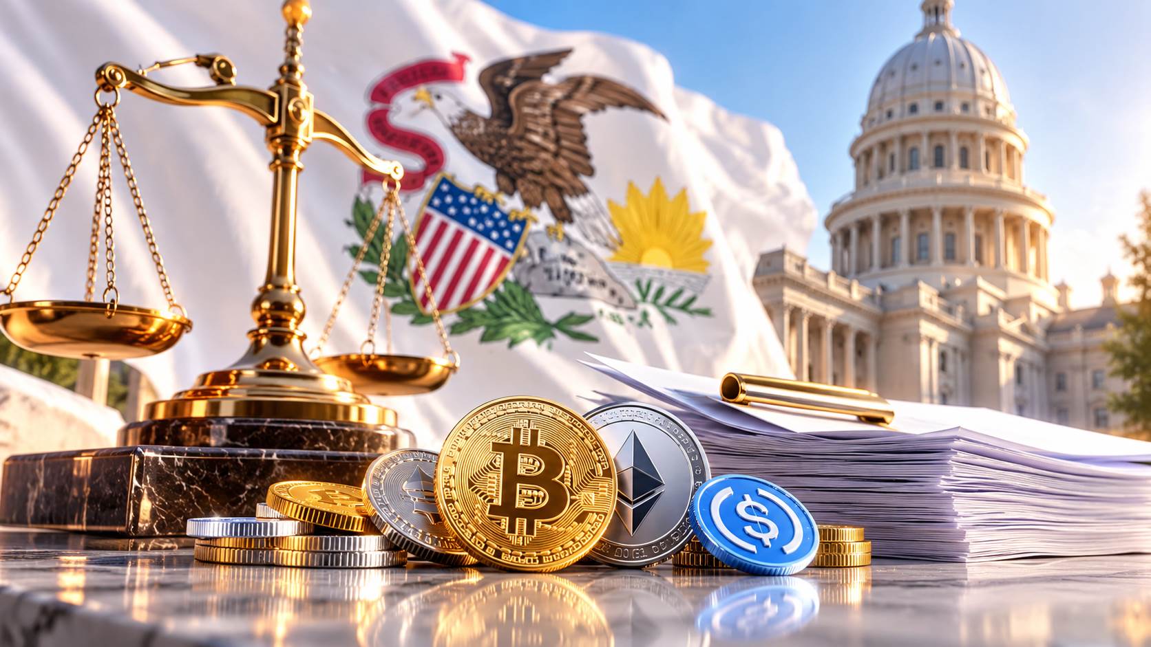 伊利诺伊州草案细则详述2027年前启动的0.2%加密货币交易税