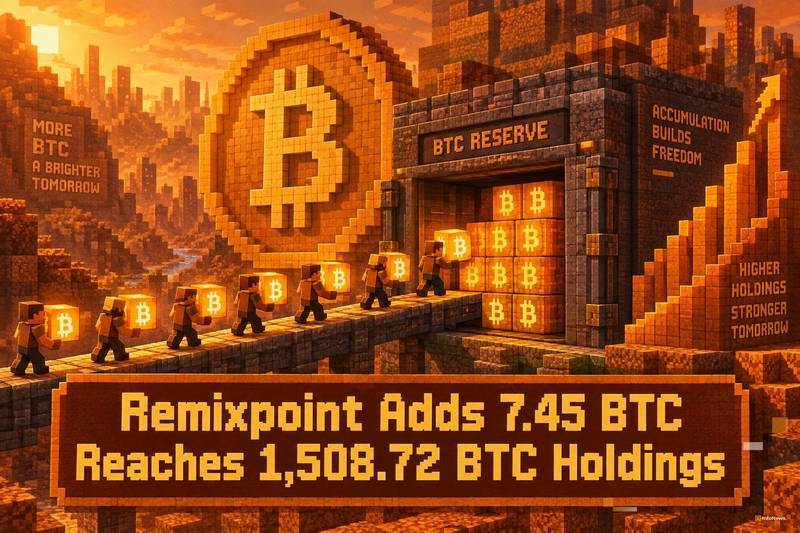 Remixpoint增持7.45 BTC，总持仓达1,508.72 BTC