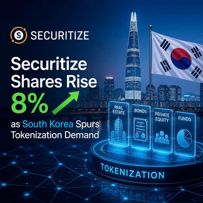 韩国推动代币化需求，Securitize Shares上涨8%