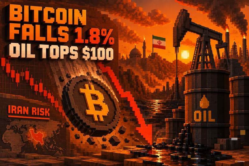 伊朗风险推高油价突破100美元，比特币下跌1.8%