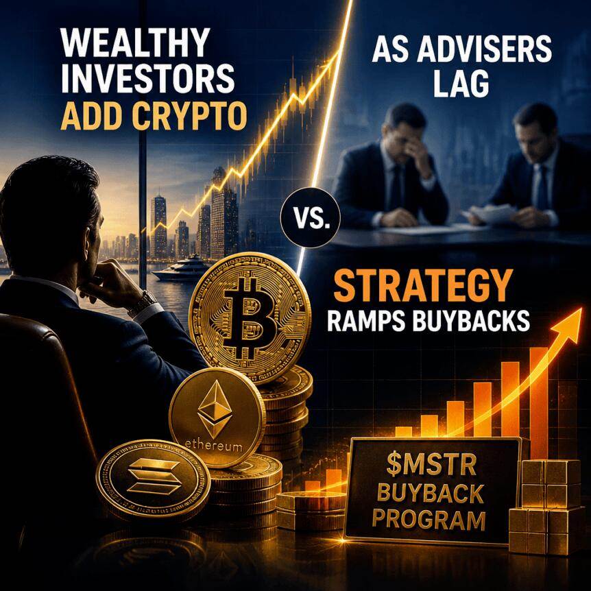 富豪投资者增持加密货币，顾问滞后；Strategy加大回购力度