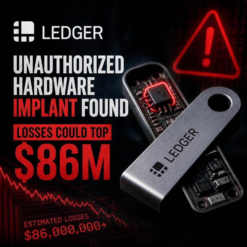 Ledger称发现未经授权硬件植入，损失或超8600万美元