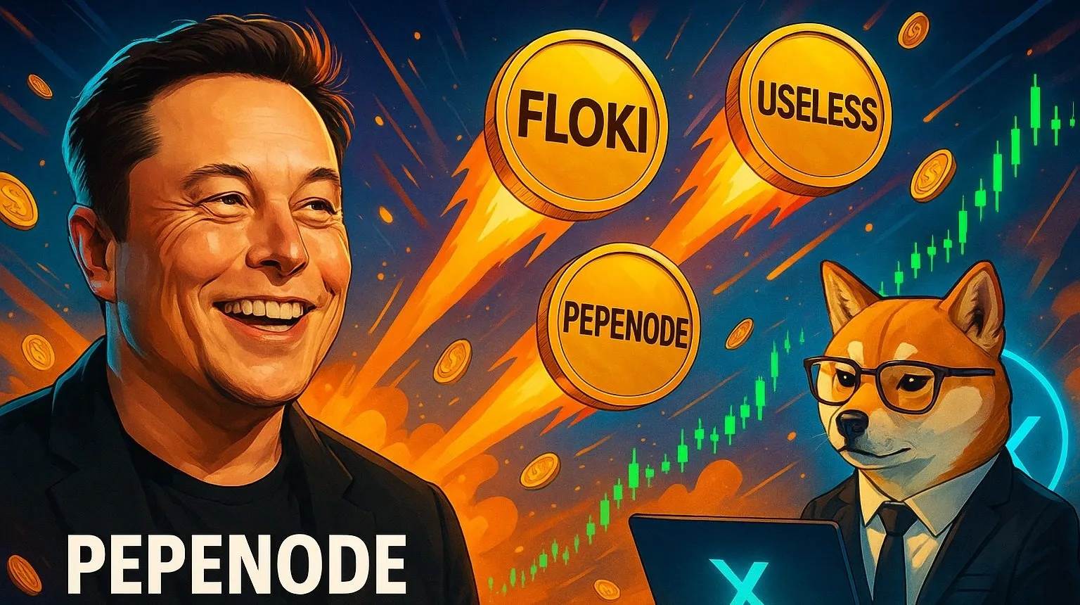 埃隆·马斯克大肆宣传模因币，FlOKI和USELESS飙升：PEPENODE预售火爆