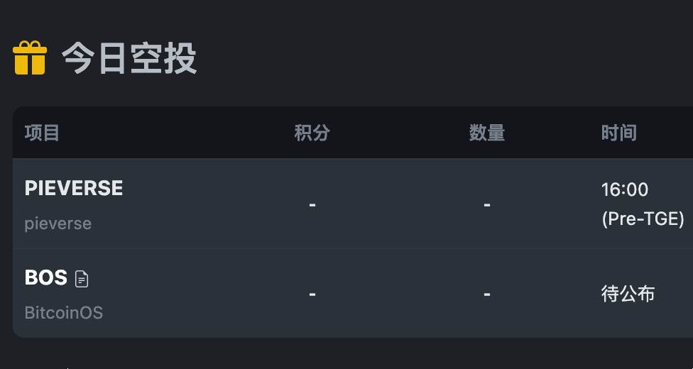 币安空投快讯 | 10月29日空投提醒