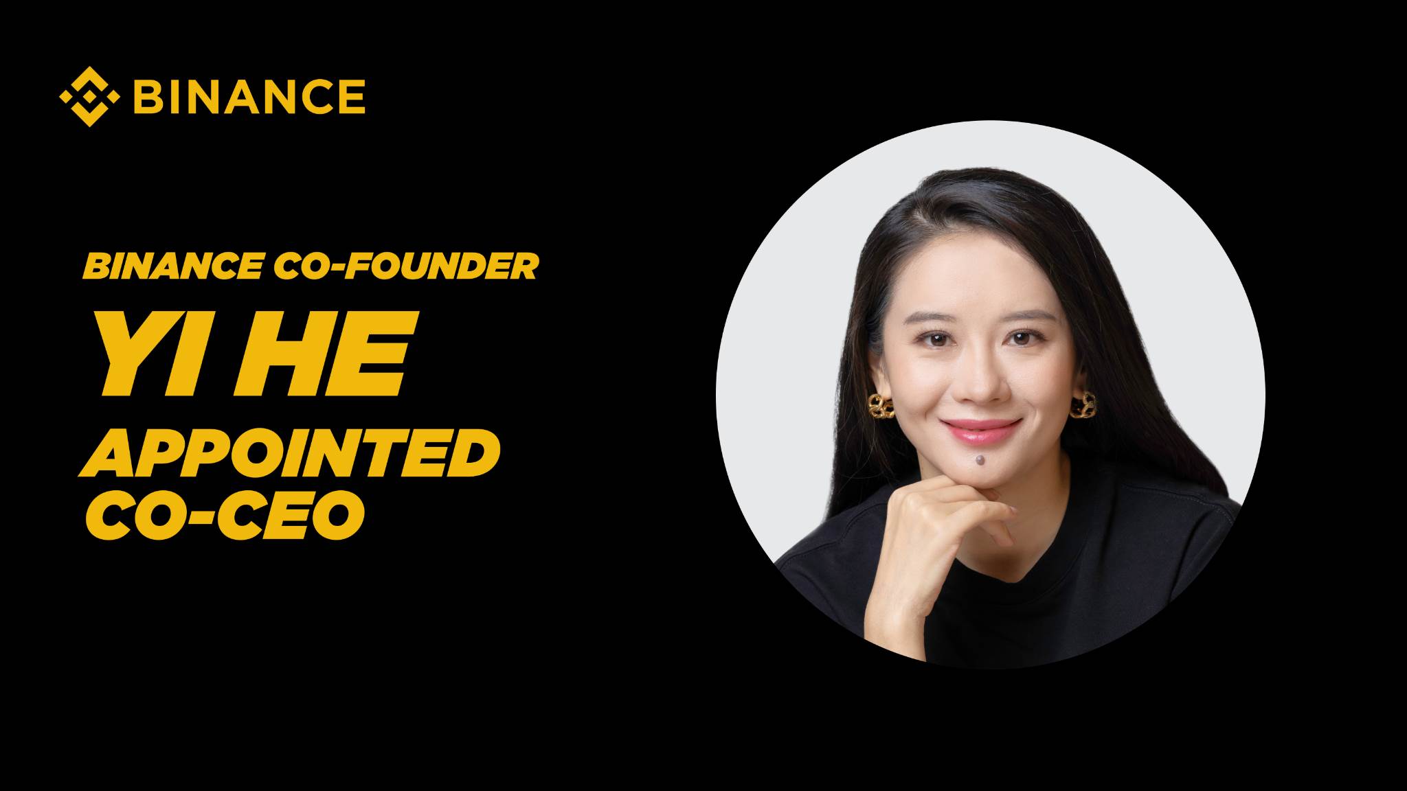 Binance has appointed its co-founder, He Yi, and Deng Rui to jointly serve as the CEO of the company