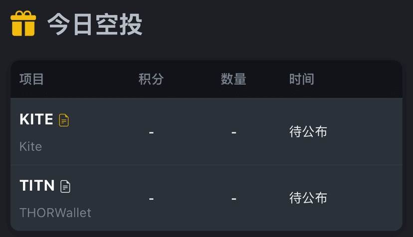 币安空投快讯 | 11月3日空投提醒