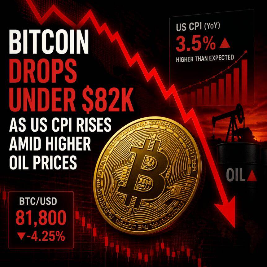 比特币跌破8.2万美元，美国CPI在油价上涨背景下攀升