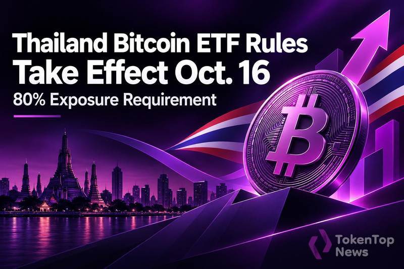 泰国比特币ETF规则10月16日生效，要求80%的资产敞口