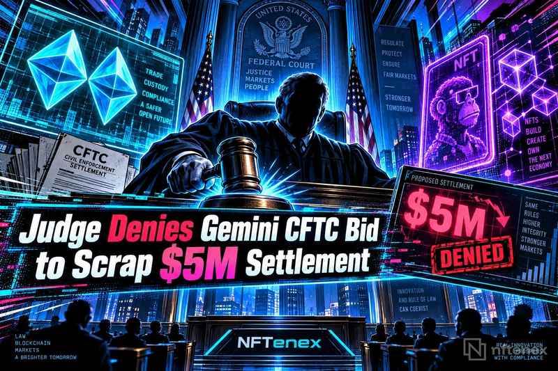 法官驳回Gemini-CFTC撤销500万美元和解协议的请求 | NFTenex