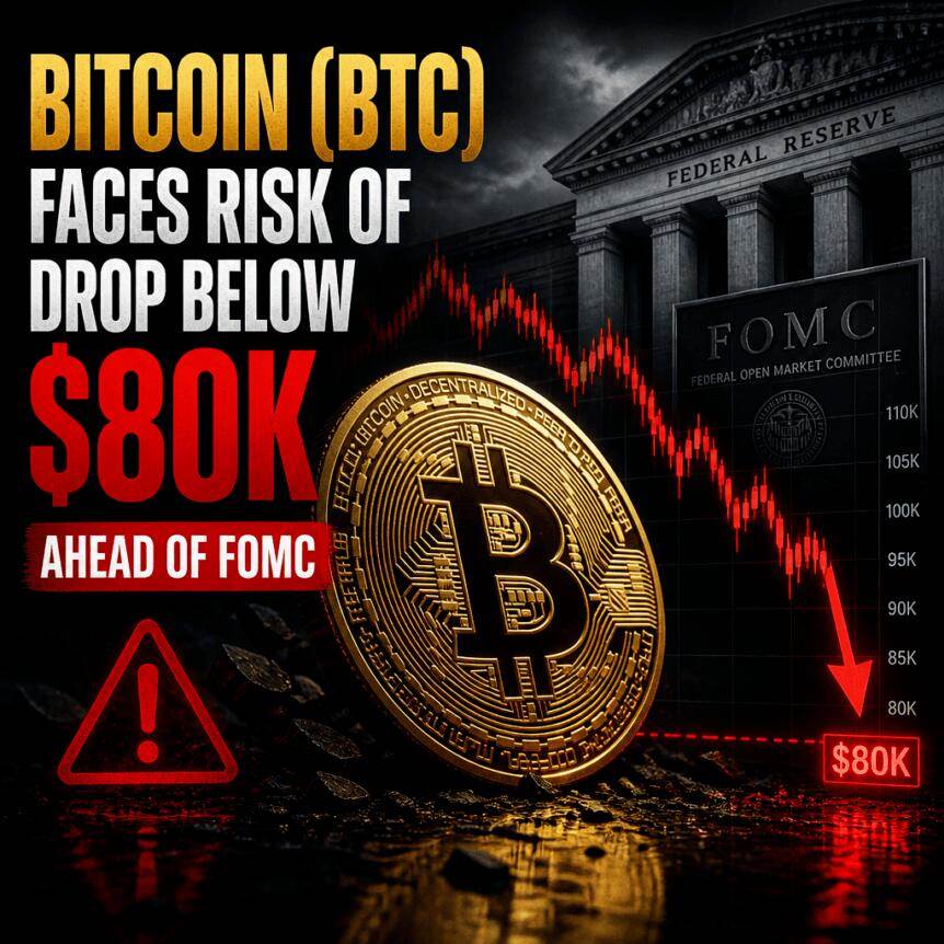 比特币（BTC）在FOMC会议前面临跌破8万美元的风险