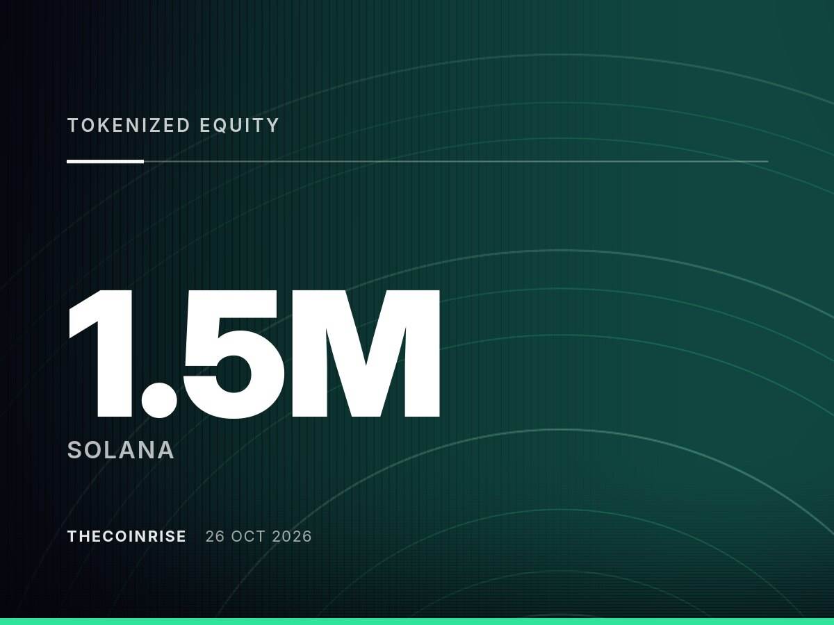 Solana上的代币化股权持有者达到150万，创历史新高