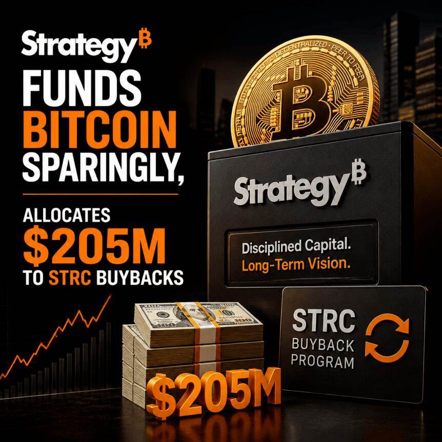 Strategy基金谨慎配置比特币，将2.05亿美元用于STRC股票回购