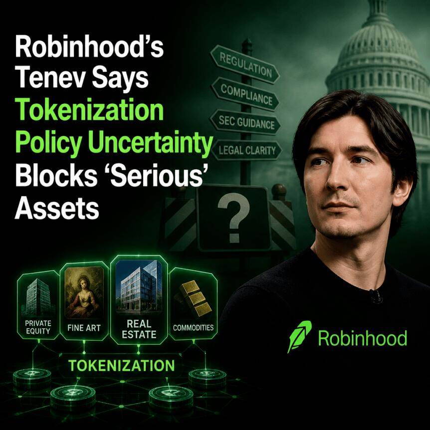 Robinhood的Tenev表示，代币化政策的不确定性阻碍了“严肃”资产的进入