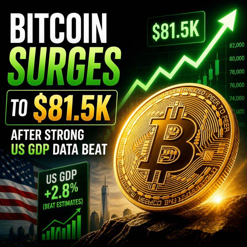 比特币在强劲的美国GDP数据超预期后飙升至8.15万美元